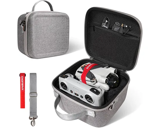 The carrying case designed by GAGITERVR for Dji Mini 3/Mini 3 Pro Drone and Accessories. It is convenient for storage and travel, bid farewell to the huge box, and can accommodate a drone and RC controller/RC N1 controller, 4x Intelligent Flight Batteries